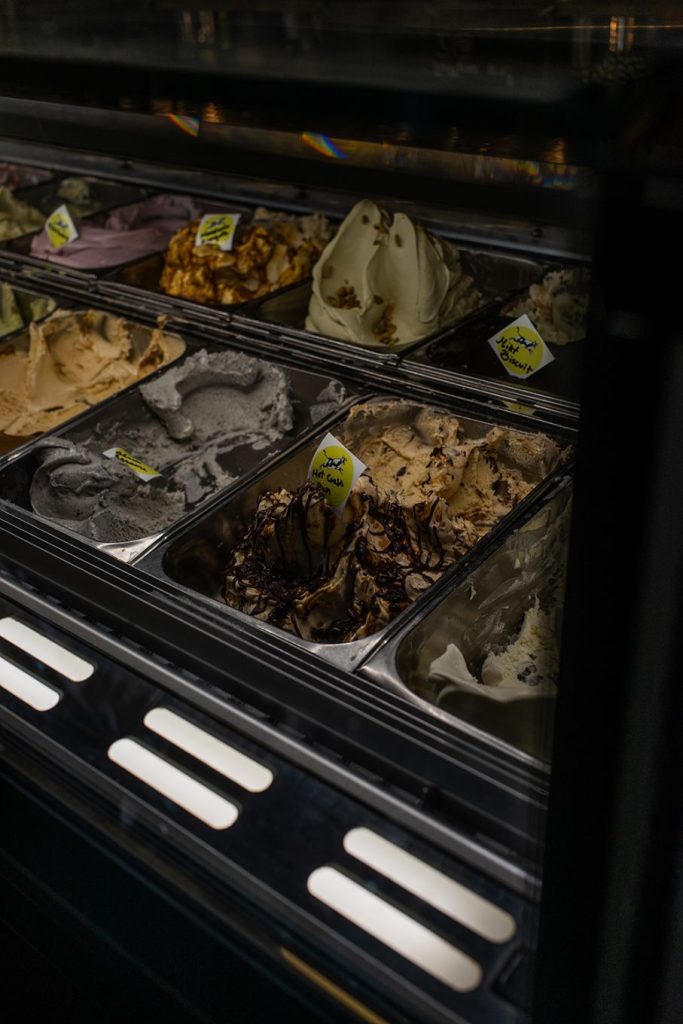 Ice cream counter at Cow & The Moon