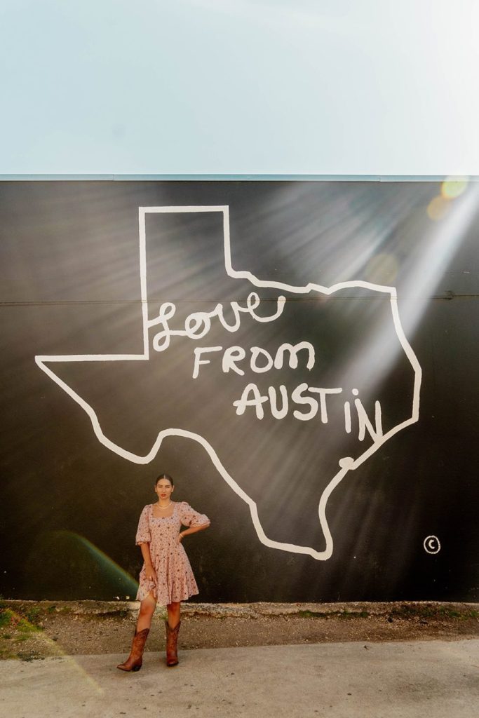 5 best and most Instagrammable murals in Austin, Texas TikTok, greetings from Austin, Love from Austin, Don't mess with Texas, I love you so much mural