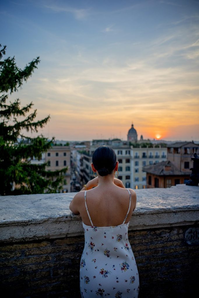 Postcards from Hawaii Travel and Lifestyle Blog Gabriella Wisdom 14 best places in Rome to take photos, Rome Instagram & TikTok Guide Spanish Steps Sunset