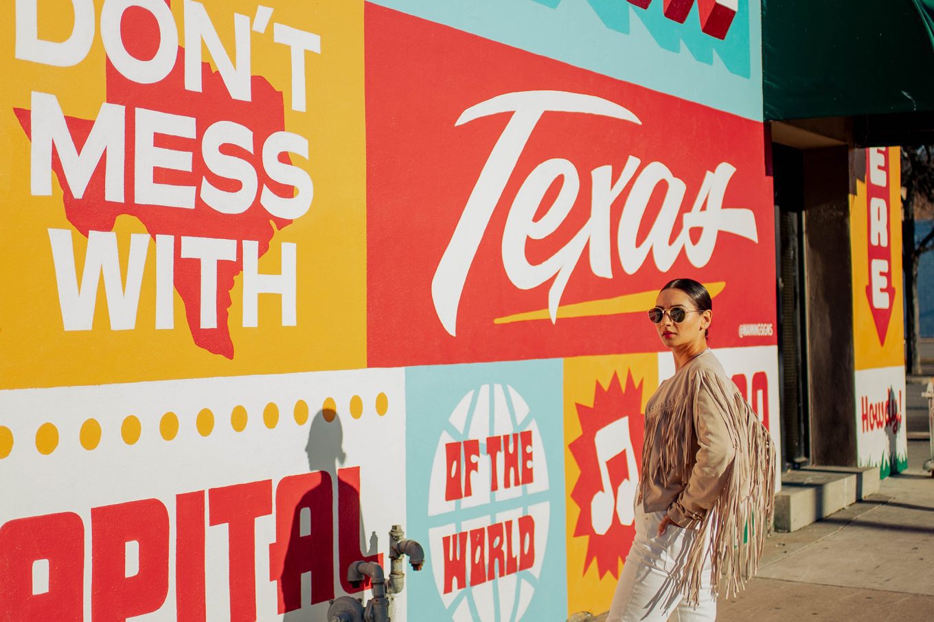 5 best and most Instagrammable murals in Austin, Texas TikTok, greetings from Austin, Love from Austin, Don't mess with Texas, I love you so much mural