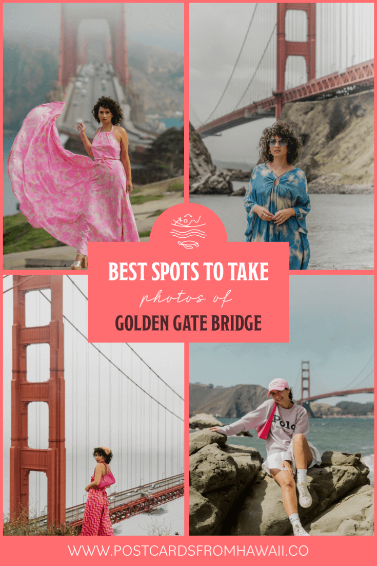 Postcards from Hawaii Travel & Lifestyle blog 8 OF THE BEST PLACES TO GET PHOTOS WITH THE GOLDEN GATE BRIDGE, Gabriella Wisdom, Golden Gate Bridge picture spot, Golden Gate Bridge photo spots, Golden Gate Bridge park, San Francisco, Golden Gate Overlook Pinterest